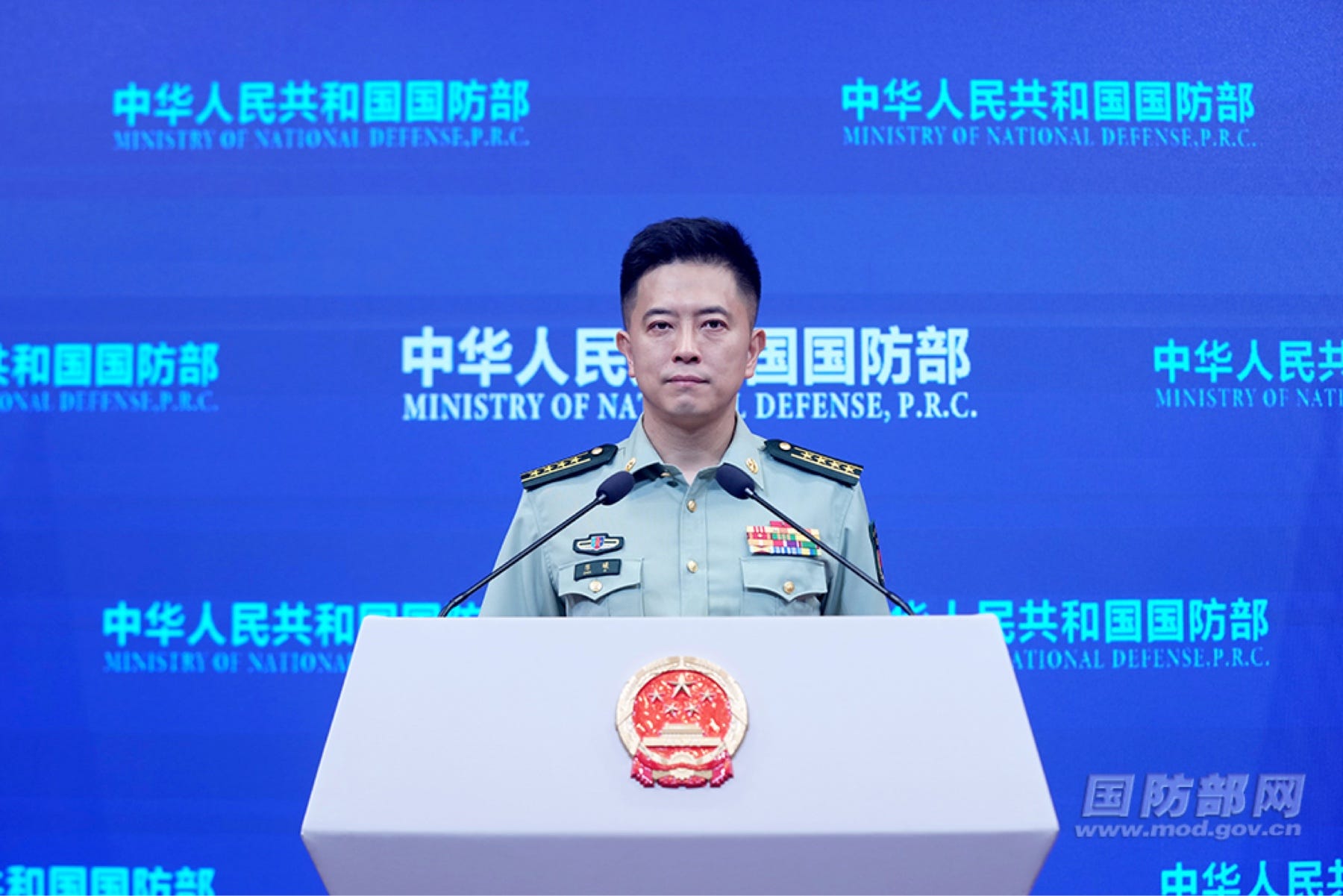 中國國防部發言人在記者會發言